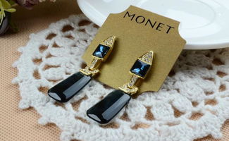 Monet 金銀雙色鑲鉆水晶耳環 廠家直供，批發價格與圖片一覽
